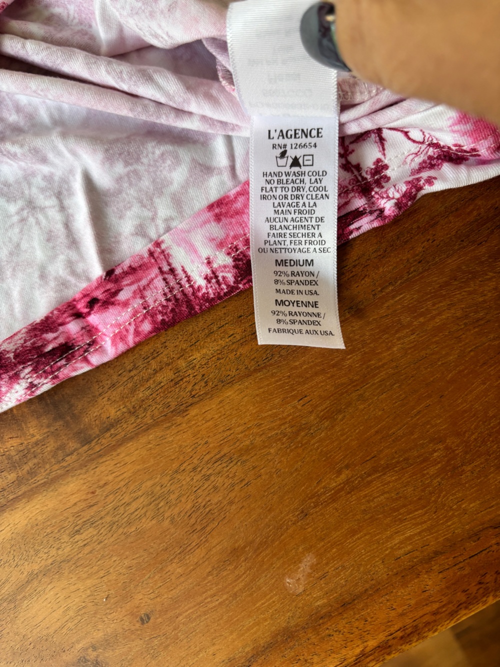 L'Agence Pink Toile Print Ressi Tee - Medium - Picture 3 of 7
